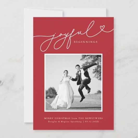 Joyful Beginnings Pas getrouwd Eerste Kerstkaart (Voorkant)