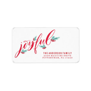 Joyful Berry-kerstadreslabel Etiket