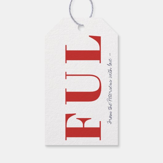JOYFUL Big Typography Custom Text Modern Cadeaulabel (Achterkant)