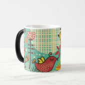 Joyful Birds in a Colorful Garden Mug Magische Mok (Voorkant links)