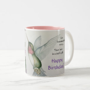 Joyful Birthday Hummingbird Wings Love Waterverf Tweekleurige Koffiemok