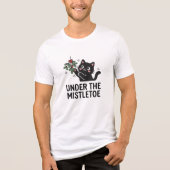Joyful Black Cat Under Mistletoe Holiday Tee Tri-Blend Shirt (Voorkant)