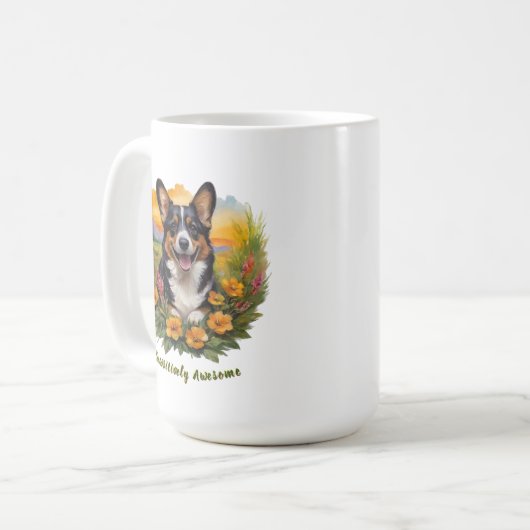 Joyful Black Corgi Koffiemok (Voorkant links)