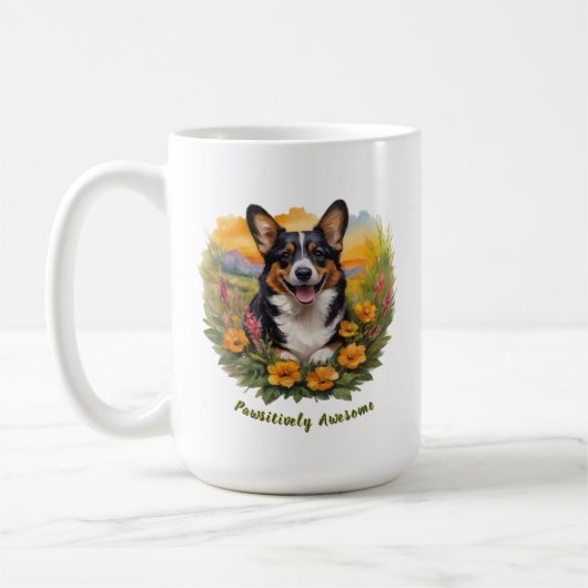 Joyful Black Corgi Koffiemok (Links)