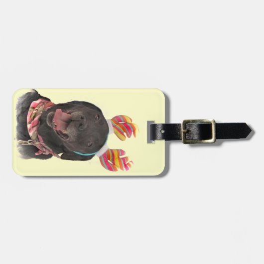 Joyful Black Labrador Retriever Dog Bagagelabel (Voorkant horizontaal)