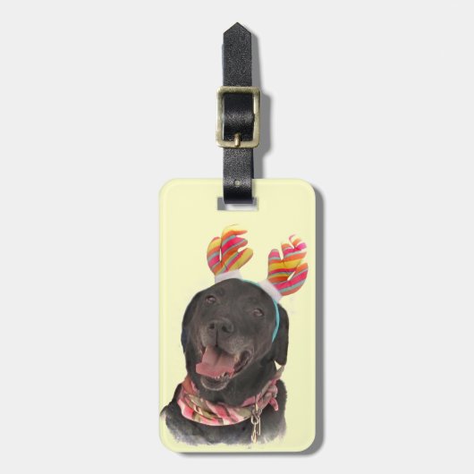 Joyful Black Labrador Retriever Dog Bagagelabel (Voorkant verticaal)