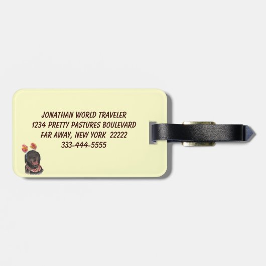 Joyful Black Labrador Retriever Dog Bagagelabel (Achterkant horizontaal)
