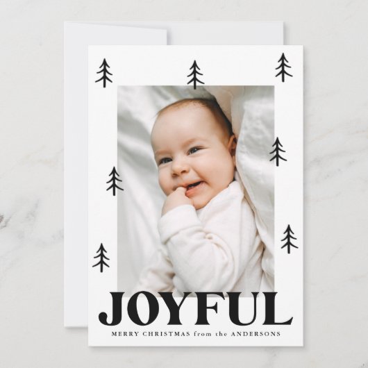 Joyful Black Trees 2 Foto Feestdagenkaart (Voorkant)