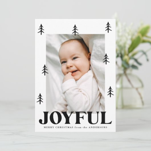 Joyful Black Trees 2 Foto Feestdagenkaart (Staand voorkant)