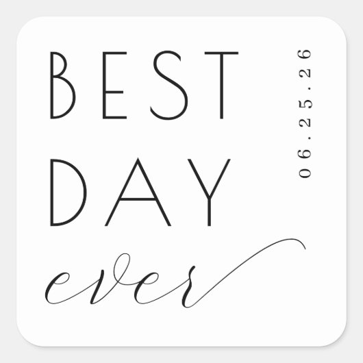 Joyful Black Typographic Vierkante Sticker (Voorkant)