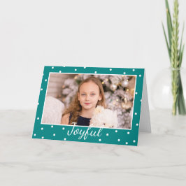 Joyful Blauwgroen Blue Custom Photo Kerstmis Feestdagen Kaart