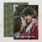 Joyful Blessings Hand Lettered Photo Flat Card Feestdagenkaart (Voorkant / Achterkant)