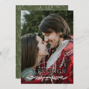 Joyful Blessings Hand Lettered Photo Flat Card Feestdagenkaart