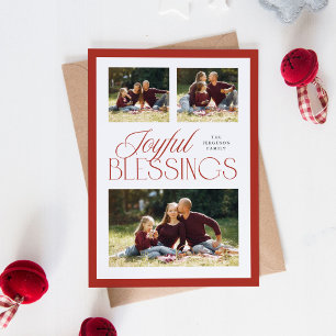 Joyful Blessings Religious Christmas 3-fotokaart Feestdagenkaart