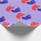 Joyful Blue Red Baby Foot Print Cadeaupapier (Hoek)