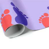 Joyful Blue Red Baby Foot Print Cadeaupapier (Rol Hoek)
