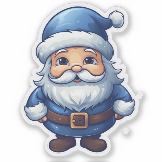 Joyful Blue Santa verspreidt juichen Sticker (Voorkant)