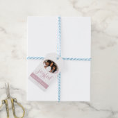 Joyful Blush Pink Kerstfeestdag Foto Cadeaulabel (Met Touw)