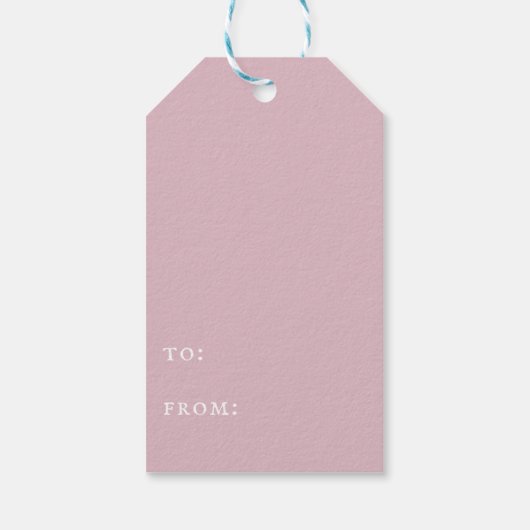 Joyful Blush Pink Kerstfeestdag Foto Cadeaulabel (Achterkant)