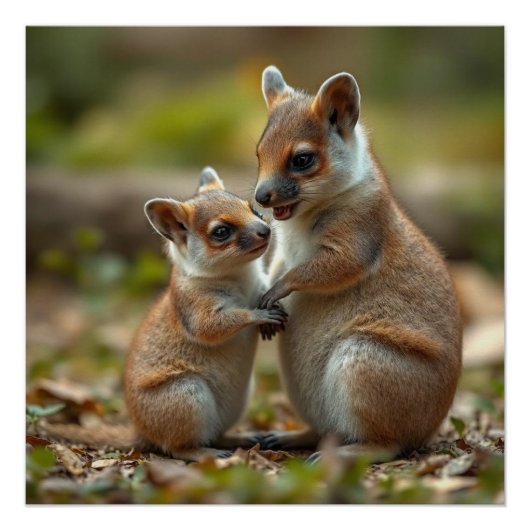 Joyful Bond: Australische mama en Baby Quokka Perfect Poster (Voorkant)