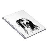 Joyful Borzoi | Schilderen met zwarte en witte ink Notitieboek (Rechterzijde)