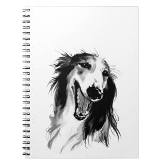 Joyful Borzoi | Schilderen met zwarte en witte ink Notitieboek