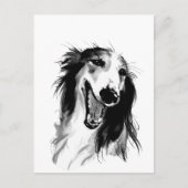 Joyful Borzoi: Whimsical Ink Painting Briefkaart (Voorkant)