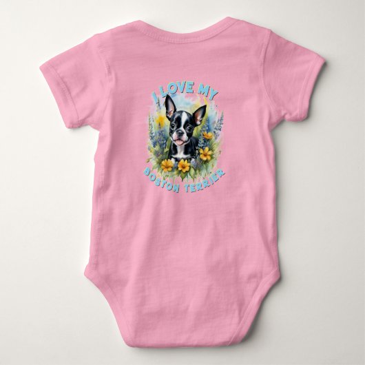 Joyful Boston Terrier Bloom - Aangepast Romper (Achterkant)