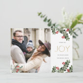 Joyful Boughs of Holly | Goudolie Feestdagenkaart (Staand voorkant)