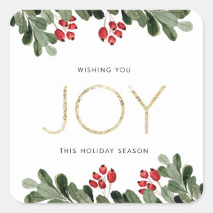 Joyful Boughs of Holly Vierkante Sticker