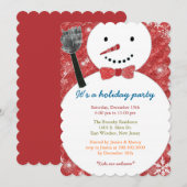 Joyful Bow Stropdas Snowman Holiday Party Kaart (Voorkant / Achterkant)