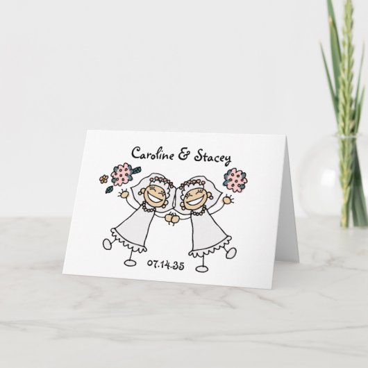Joyful Brides Personalized Gay Lesbian Wedding Bedankkaart (Voorkant)