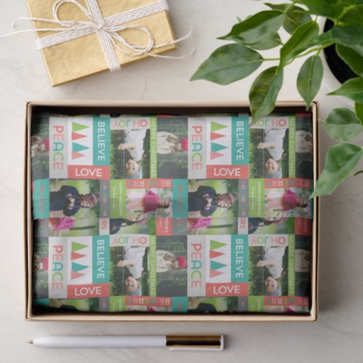 Joyful & Bright Holiday 5 Foto Collage Tissuepapier (Geschenk)