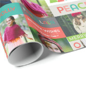 Joyful & Bright Holiday 5 Photo Collage Gift Wrap Cadeaupapier (Rol Hoek)