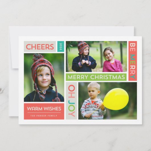 Joyful & Bright Holiday-fotokaart Feestdagenkaart (Voorkant)