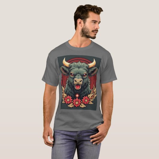 Joyful Bull: De glimlach van het geluk T-shirt (Voorkant volledig)