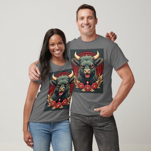 Joyful Bull: De glimlach van het geluk T-shirt (Unisex)