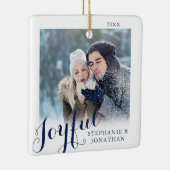 Joyful Calligraphy Elegant Photo Kerstmis Keramisch Ornament (Rechts)