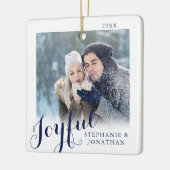 Joyful Calligraphy Elegant Photo Kerstmis Keramisch Ornament (Links)