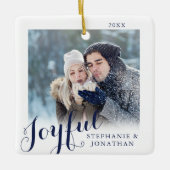 Joyful Calligraphy Elegant Photo Kerstmis Keramisch Ornament (Voorkant)