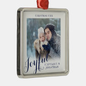 Joyful Calligraphy Elegant Photo Kerstmis Metalen Ornament (Rechts)