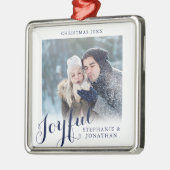 Joyful Calligraphy Elegant Photo Kerstmis Metalen Ornament (Links)