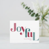 Joyful Candy Cane Burgundy Holiday Feestdagenkaart (Staand voorkant)