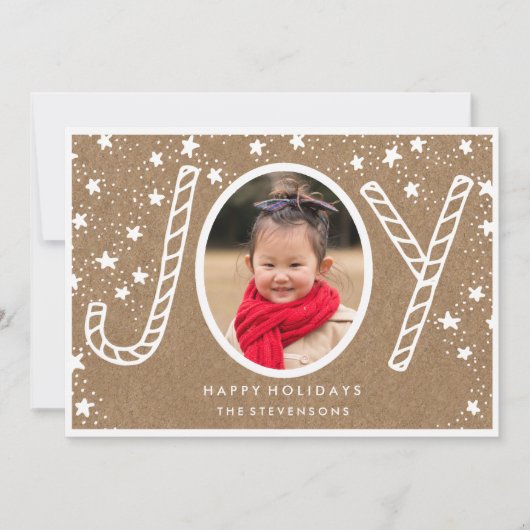joyful candy cane | Rustic Kraft Holiday Kaart (Voorkant)