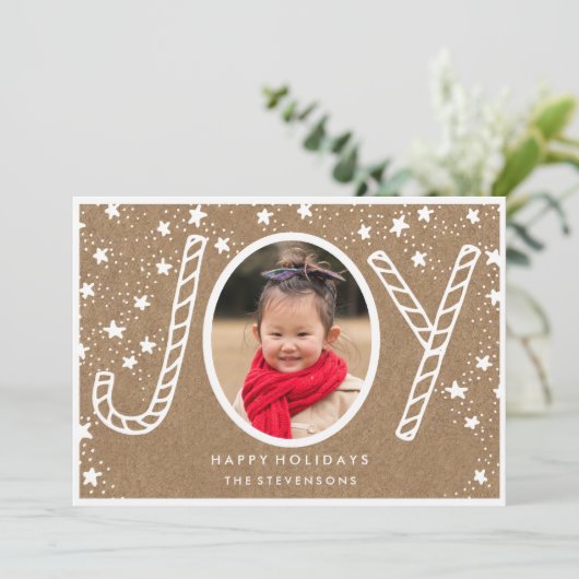 joyful candy cane | Rustic Kraft Holiday Kaart (Staand voorkant)
