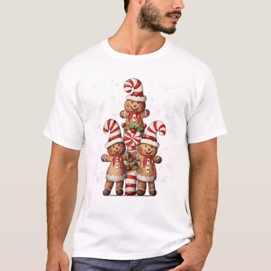 Joyful Candy Cane Trio T-shirt (Voorkant)