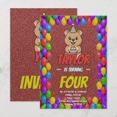 Joyful Capybara Birthday Invite Kaart (Voorkant / Achterkant)