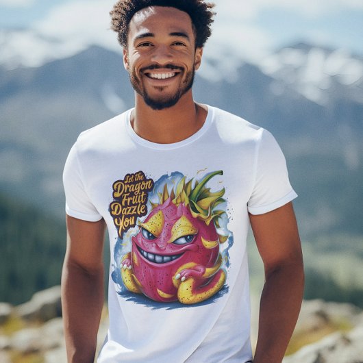 Joyful Cartoon Dragon Fruit Karakter Beaming T-shirt