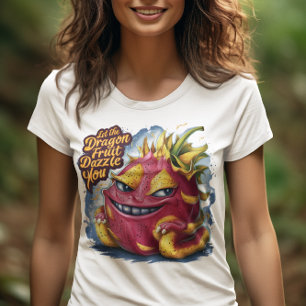 Joyful Cartoon Dragon Fruit Karakter Beaming T-shirt