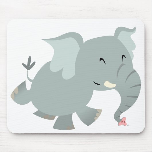 Joyful Cartoon Elephant Mousepad Muismat (Voorkant)